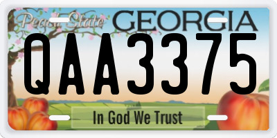 GA license plate QAA3375