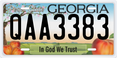 GA license plate QAA3383