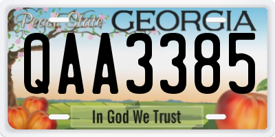 GA license plate QAA3385