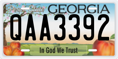 GA license plate QAA3392