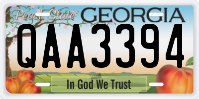 GA license plate QAA3394