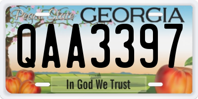 GA license plate QAA3397