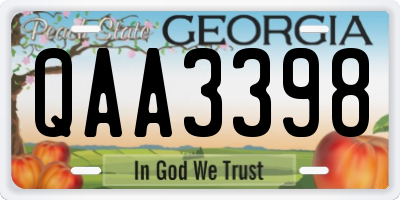 GA license plate QAA3398