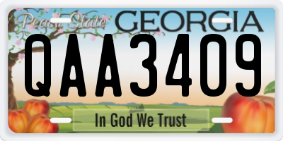 GA license plate QAA3409