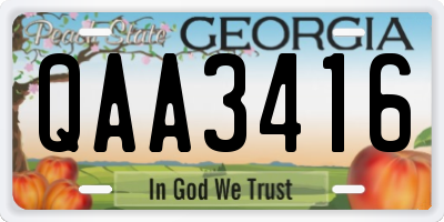 GA license plate QAA3416