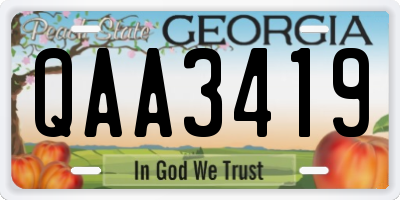 GA license plate QAA3419