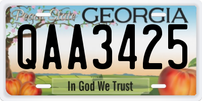 GA license plate QAA3425