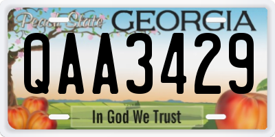 GA license plate QAA3429