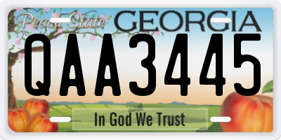 GA license plate QAA3445