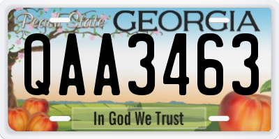 GA license plate QAA3463