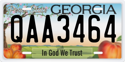 GA license plate QAA3464