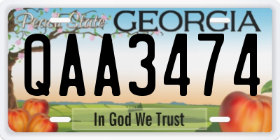 GA license plate QAA3474