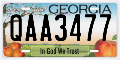 GA license plate QAA3477