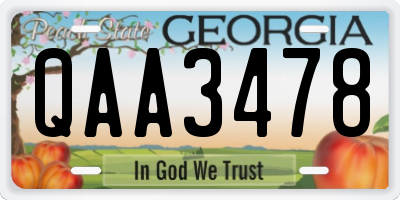 GA license plate QAA3478