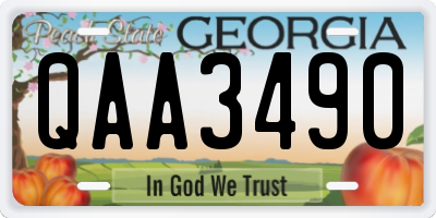 GA license plate QAA3490