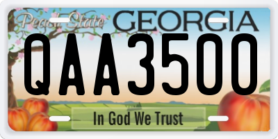 GA license plate QAA3500