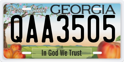 GA license plate QAA3505