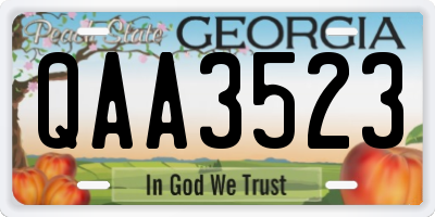 GA license plate QAA3523