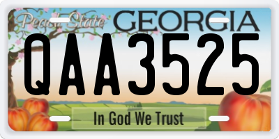 GA license plate QAA3525