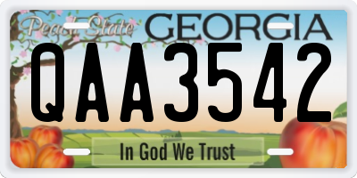 GA license plate QAA3542