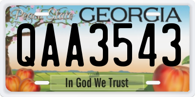 GA license plate QAA3543