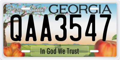 GA license plate QAA3547