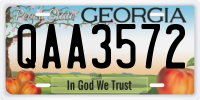 GA license plate QAA3572