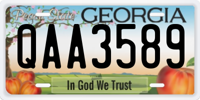 GA license plate QAA3589