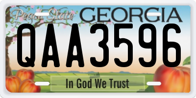 GA license plate QAA3596