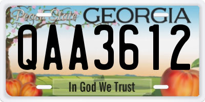 GA license plate QAA3612