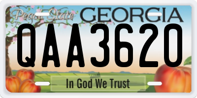 GA license plate QAA3620