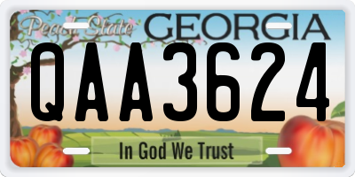 GA license plate QAA3624