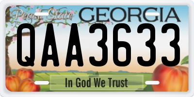 GA license plate QAA3633