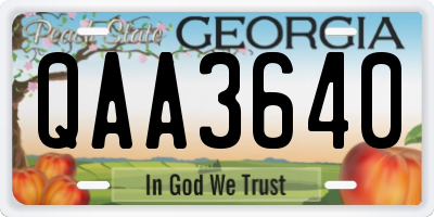GA license plate QAA3640