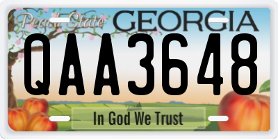 GA license plate QAA3648