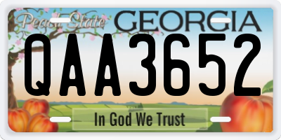 GA license plate QAA3652