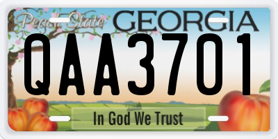 GA license plate QAA3701