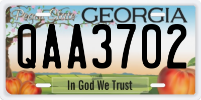 GA license plate QAA3702