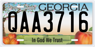 GA license plate QAA3716