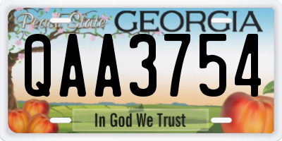 GA license plate QAA3754