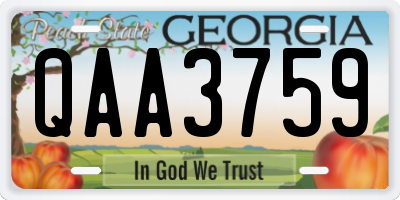 GA license plate QAA3759
