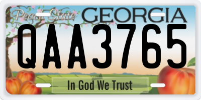 GA license plate QAA3765