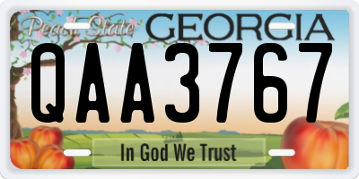 GA license plate QAA3767