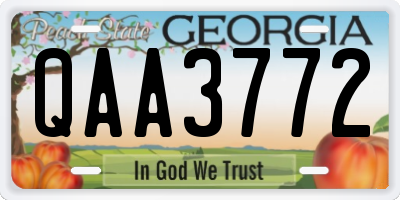 GA license plate QAA3772