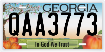 GA license plate QAA3773