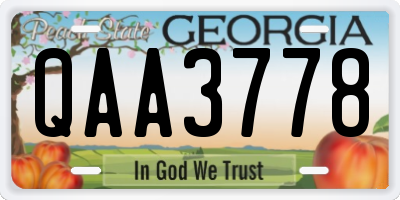 GA license plate QAA3778