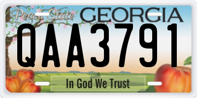 GA license plate QAA3791