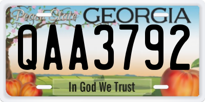 GA license plate QAA3792