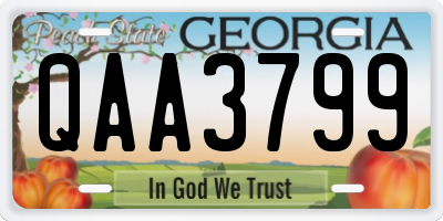 GA license plate QAA3799
