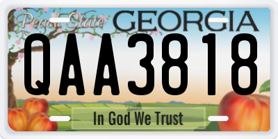 GA license plate QAA3818